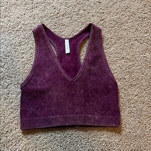 Zenana Outfitters Plum Ribbed Crop Top